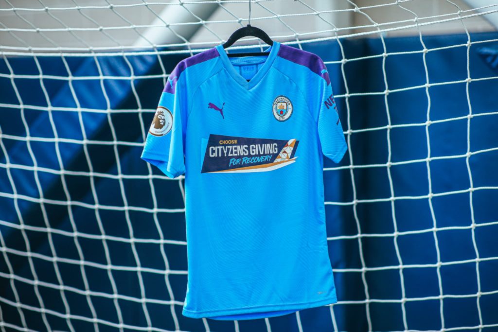 Manchester City shirt Etihad Cityzens Giving for Recovery