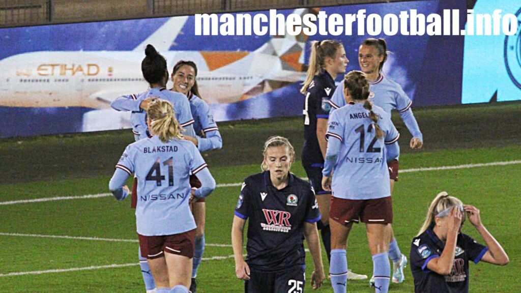 Vicky Losada celebrates her goal with Mary Fowler - Man City Women vs Blackburn Rovers Ladies - Wednesday October 26 2022