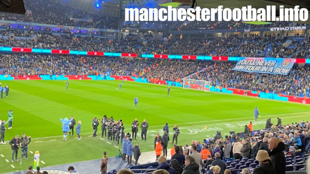 Manchester City vs Manchester United - away fans and banner - Sunday December 15 2024