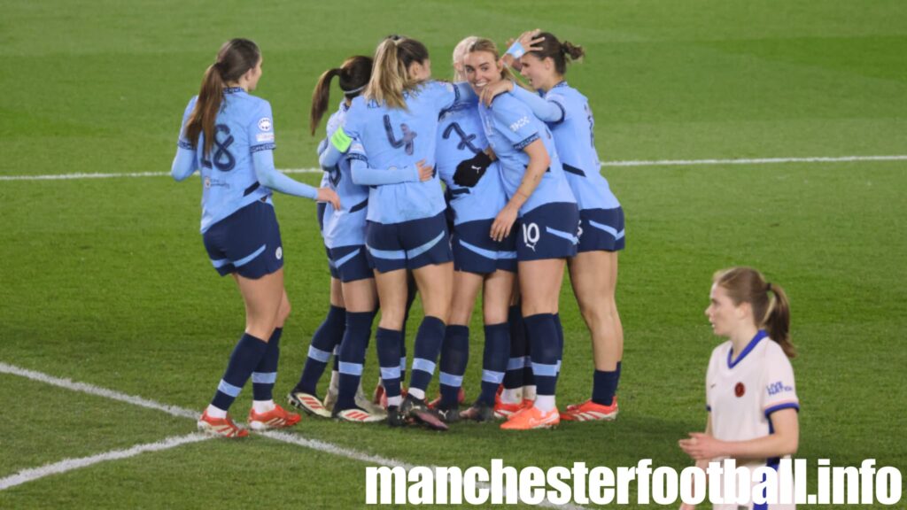 Viv Miedema's second goal celebration - with smiling Jill Roord - against Chelsea - Wednesday March 19 2025